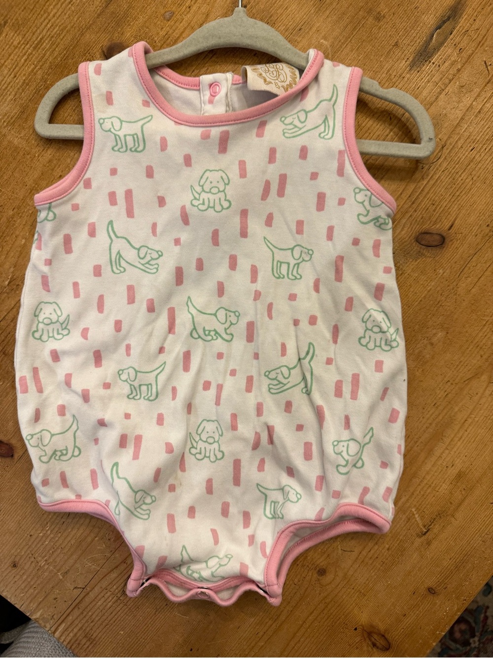 The Beaufort Bonnet Company Pink & Mint Puppy Print Sleeveless One-Piece